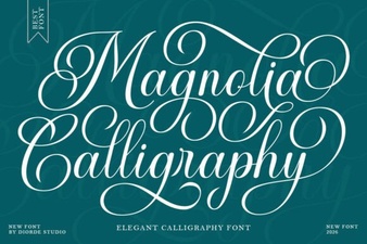 Design with Elegant Magnolia Calligraphy Font